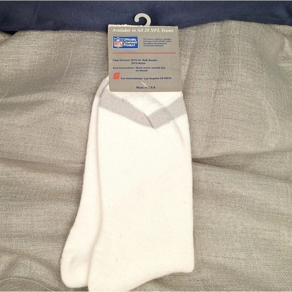 Vintage Dallas Cowboys NFL Tube Socks White w Logo Stripes 80s 90s NOS Sox Int'l